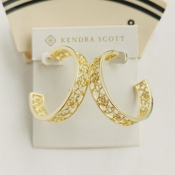 Kendra Scott Kelly Gold Hoop Earrings - Picture 1 of 3